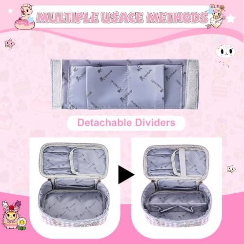 tokidoki Makeup Bag, PU Leather Cosmetic Organizer with Handle - color: Candy Carnival-A, size: A(9.4*5.1*5.5 inch)