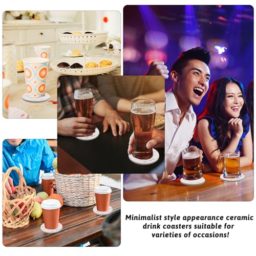 Absorbent Ceramic Drink Coasters Set of 4 Round 4 Inch - style: 4 coasters Style A