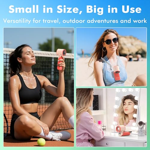 AMACOOL Portable Handheld Turbo Fan, Max 20 Hours Runtime, Gifts for Women - color: Red