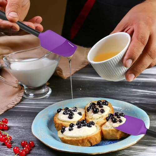 Coukre Silicone Spatula Set of 5,High Temperature Resistant, Food Grade Silicone, Dishwasher Safe, for Baking, Cooking (Purple Black) - color: Purple Black