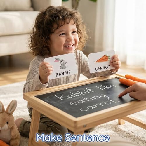 BOHS English Spelling Game for Kids, 60 Picture Cards and Uppercase Tiles - style: UPPER CASE