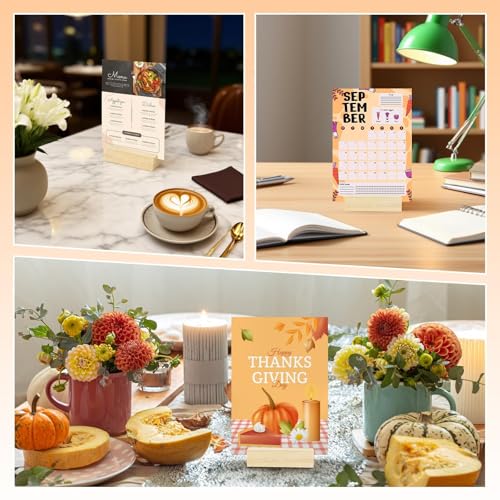 15Pcs 3.9x1.4 Inches Wood Table Number Stands, Wooden Place Card Holders, Acrylic Sign Holders for Wedding, Ceremony, Birthday, Party, Home Decoration, Events (3mm Slots) ﻿ - size: 15 Pcs- L 3.94"- Slots 3mm