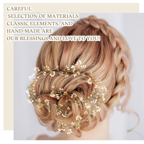 Sliver Brides Hair Vine Headband Head Pieces for Women - color: Gold
