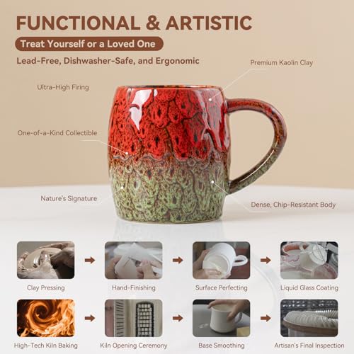 Holly Berry Ceramic Mug, 22oz Reactive Glaze Christmas Mug, Holiday Gift - color: Holly Berry · FESTIVE