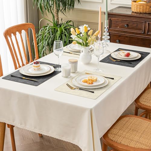 Romanstile Vinyl Placemats Set of 6, Reversible Faux Leather Wipeable Table Mats - color: Grey-beige, size: PCS6