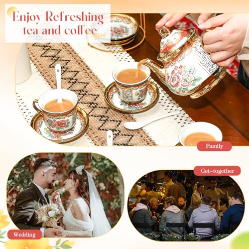 20 Pcs Adult Tea Party Set Porcelain with Metal Holder, Classic - style: Classic