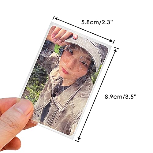 100 Packs Laser Star Photocard Sleeves Kpop 200 Microns Ultra Thick Sleeves Idol Photo Cards Protector Trading Cards Shield Cover (New Star-Shape Laser, Unsealable) - style: New Star-Shape Laser, Unsealable