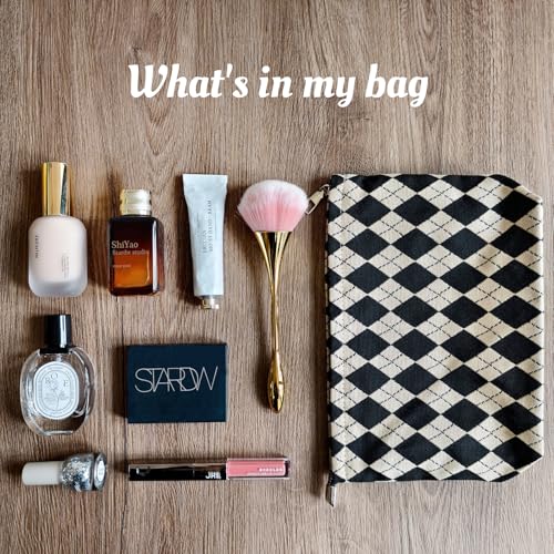 STARDW Checkered Makeup Bag Cosmetic Travel Bag, Toiletry Bag for Women - color: Argyle