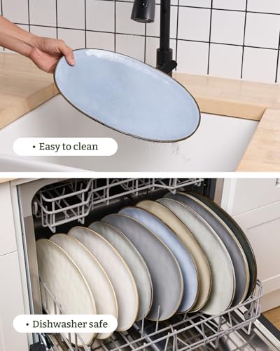 famiware Serving Platters Set of 3 Sizes - Oval, Blue - color: Blue