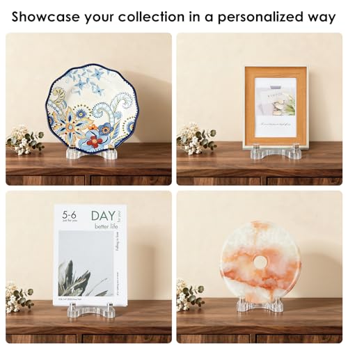 2 Pack Acrylic Easel Display，Plate Stand for Display，Adjustable Clear Display Holder for 4" to 8" Platter, Book, Card, Frame, Picture, Artwork, Plaque ( Small-2pcs 4"-8") - size: Small - 2pack (4"-8")