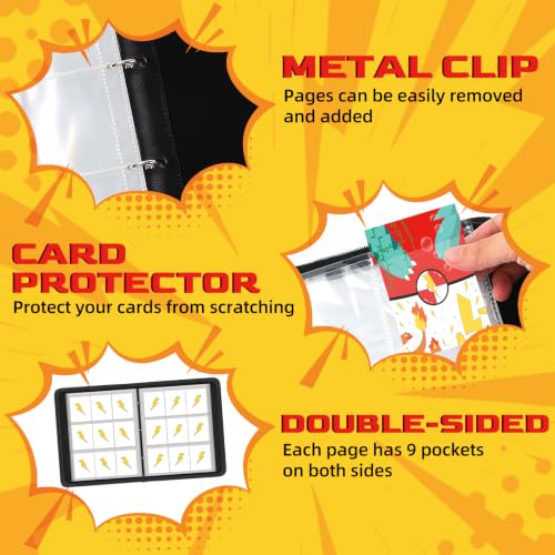 Trading Card Binder 9 Pocket Holds 900 Cards with 50 Removable Sleeves - size: Large