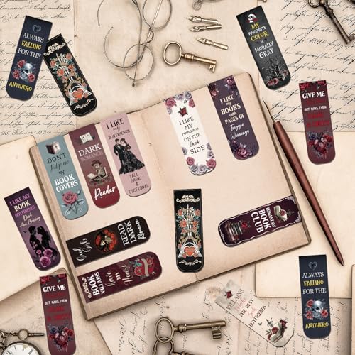 Wxiben 30 Pcs Dark Romance Magnetic Bookmark Gothic Book Mark Page Clip - style: Dark Romantasy