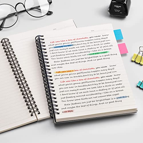 EMSHOI Lined Spiral Journal Notebook, 4 Pack, 640 Pages, A5 (5.7" x 8.2") - color: Brown Red Green Blue, style: A5-Ruled