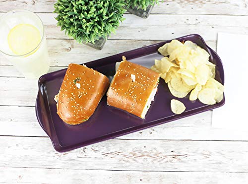 Reston Lloyd Melamine Plastic Tidbit Tray, BPA-Free, Food Safe, Multipurpose Platter Serving Tray, Bathroom/Table Organizer, Plum - color: Plum, size: 14.7" x 6.5" x 0.8"