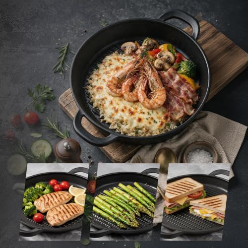 Vinchef 13in Nonstick Grill Pan with Lid