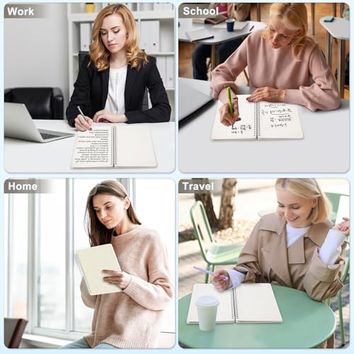 Lined Spiral Notebook for Women, A5 College Ruled Leather Spiral Journals - color: Light Yellow, size: A5