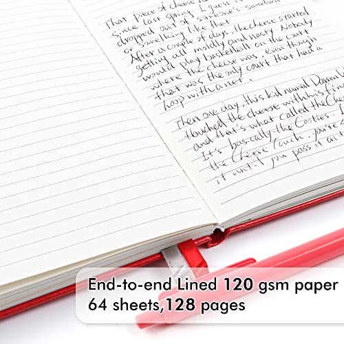 24 Pack Journal Notebook for Work, Feela Business Notebook Bulk Hardcover Lined Writing Journal with Pen Holder for Men Women Note Taking, with 24 Black Pens, 120 GSM, 5.1”x8.3”, A5, Red - color: 24 Pack red