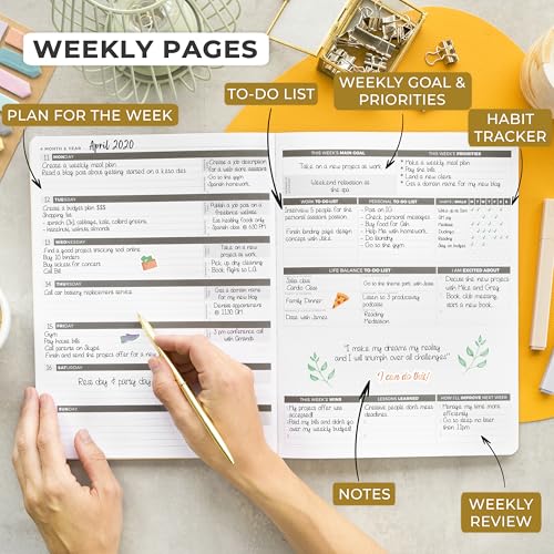 Clever Fox Planner PRO, Undated Weekly Planner, 8.5x11 Amber Yellow - color: Amber Yellow (Undated), size: A4 (8.5" x 11") Standard Version