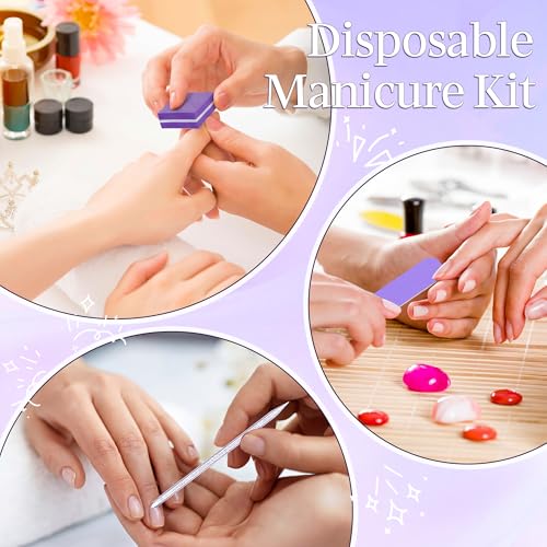 100 Sets Disposable Manicure Kit Individually Package, Purple - color: Purple