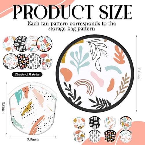 Gejoy 24 Pcs Abstract Botanical Folding Flying Disc Fans Handheld 8 Styles - color: Abstract Botanical