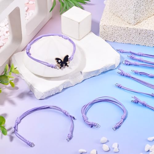 20Pcs Lilac Adjustable Braided Cord Colorful Waxed Thread Half Finished Bracelet with Jump Rings for Wrist DIY Women Jewelry Making Friendship Fashion Bangle Accessory - color: Lilac