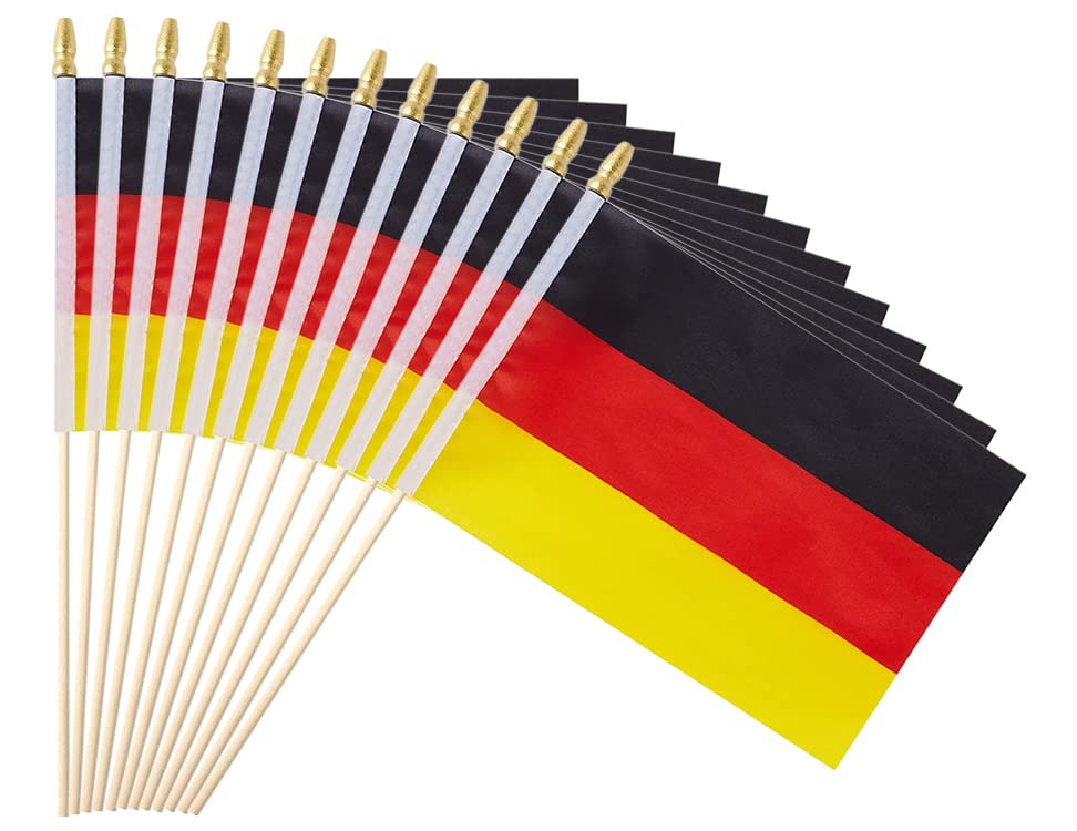 25Pack Small Germany Flag Handheld Mini German Flag on Stick 5x8 Inch - color: Germany