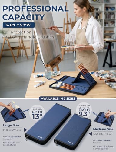 DUGATO Long Brush Holder & Organizer, Canvas Case 5.7 x 14.8 in, Blue - color: Blue, size: Large 5.7x14.8 inches
