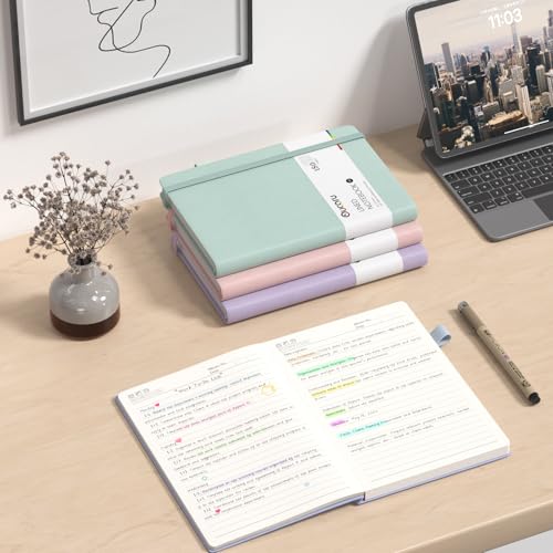 Oucaru 4 Pack A5 Lined Journal Notebook, 180 Pages 100 GSM Paper for Travel - color: Lavender, size: 4 Pack
