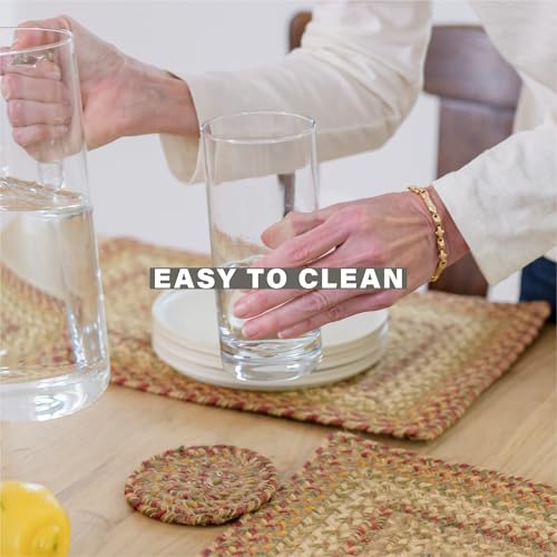 Homespice Harvest Jute Braided Table Mats, Rect 10x15 Set of 4 - color: Harvest