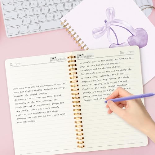 CNhoqc Purple Spiral Journal Notebook, 4 Sets A5 Ballpoint Pens Organza Bags - color: 4-Set Purple Bow