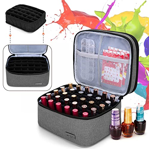 LUXJA Nail Polish Storage Case Holds 20 Bottles, Gray - color: Gray
