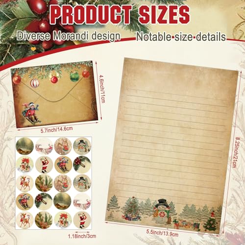 Stationery Paper and Envelopes Set, Christmas Vintage, 5.5 x 8.25 Inch - size: 5.5 x 8.25 Inch, style: Christmas Vintage