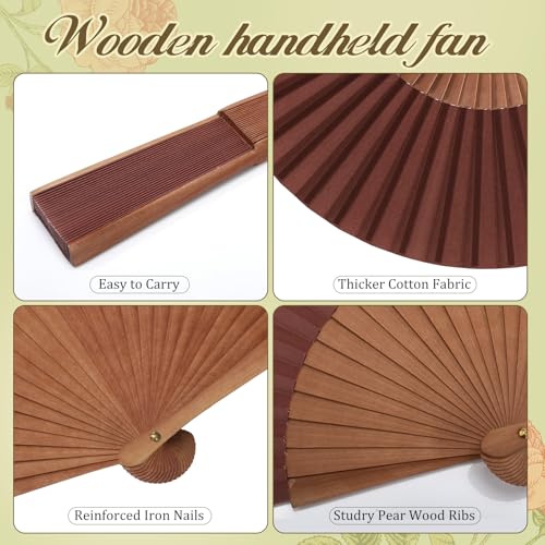 Blulu 6 Pack Silk Fans Handheld for Women Wood Frame,Nude Color - color: Nude Color