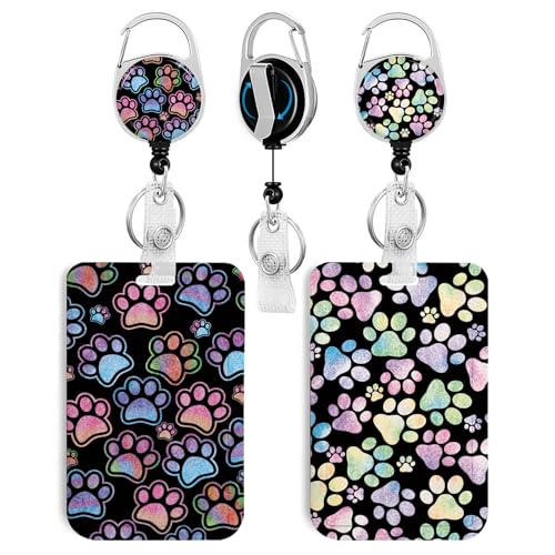 2 Pack Dog Paw ID Badge Holder with Clip Badge Reels - color: 2 Pack-dog Paw 2
