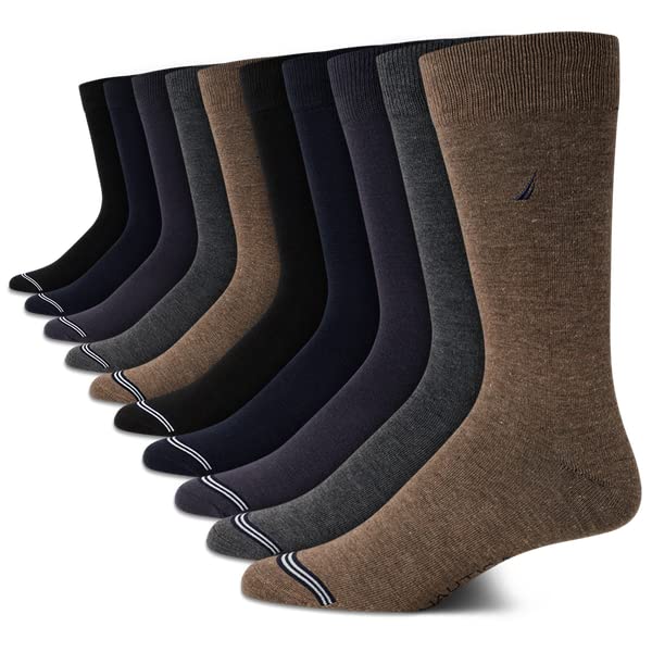 Nautica Mens Dress Socks Comfort Stretch Business Formal Crew Socks 10 Pack - color: Assorted