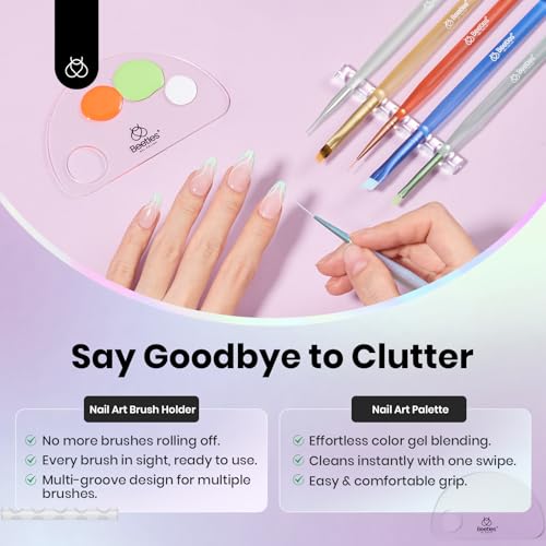 Beetles Nail Art Brushes Set for Gel Polish 8 Pcs - Nail Art Design Pen - color: D-Multicolor-8