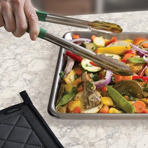 Winco 12" Blue Stainless Steel Serving Tongs with Non-Slip Grip - size: 12"
