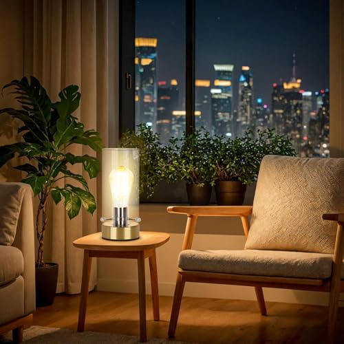 Table Lamp for Bedroom Living Room, Bedside Modern Nightstand Lamp - color: Gold-Clear