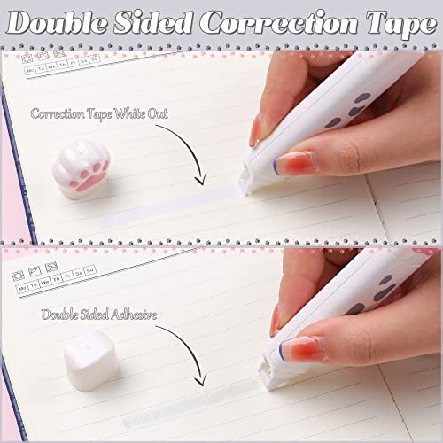 9 Pcs Cute Cat Paw Stationery Set Kawaii School Supplies Including Pencil Sharpener Retractable Eraser Correction Tape Sticky Notes Ruler Mini Scissors Utility Knife for Cat Lovers Students (White) - style: Style B(White)