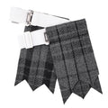 EZE Kilt Flashes for Men with Heavy Buckle Adjusters, Plain & Tartan Kilt Sock Flashes Acrylic Wool - color: Grey Watch Night