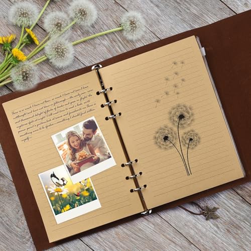 OMEYA Refillable Leather Journal for Women: A5, 100gsm Lined Paper, Pink - color: Pink, size: A5-9.3''×6.3''