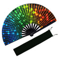 EOSAU Large UV Glow Rave Fan Folding Hand Fans for Line Dancing Dj Lighting - color: 13" Dj Lighting