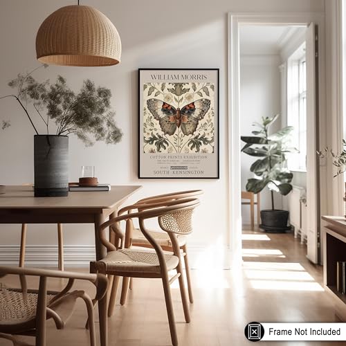 Poster Master Butterfly Print - William Morris Poster - Flower & Animal Art - Botanical Exhibition Illustration - Floral Moth Artwork - Aesthetic Office or Bedroom Decor - 8x10 UNFRAMED Wall Decor - color: Style-06, size: 8"L x 10"W