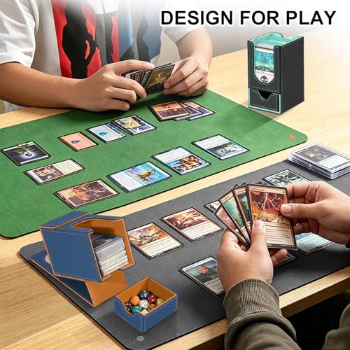 Card Deck Box for MTG Commander, Fits 100+ Double-Sleeved Cards Card Case - color: Gray Blue and Brown