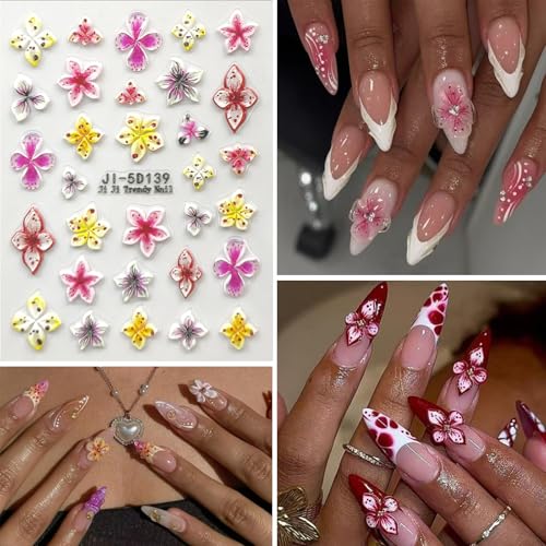 Flower Nail Stickers for Nail Art Golden Line Nail Decals for Women - color: Colorful-19