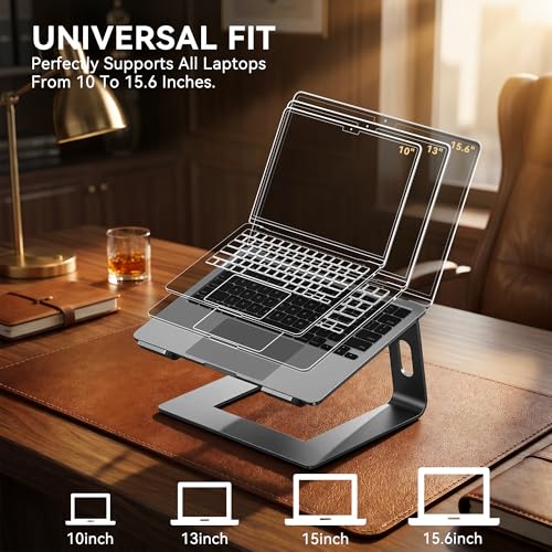SOUNDANCE Laptop Stand, Aluminum Ergonomic Desk Riser, 10-15.6", Grey - color: C-Grey, size: For 10 to 15.6 Inches Laptop