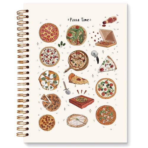JXREQ Pizza Time Notebook, Pizza Food Lover Gifts Journal Notebook, Modern Trendy Italy Food Journal for Women, Aesthetic Office Supplies, Cute Aesthetic Spiral Notebooks 5.5x8.3 - color: Pizza