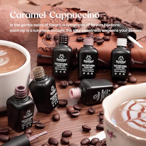 Beetles Brown Gel Polish Set, Caramel Cappuccino, 6 Colors Gel Polish Set - color: A - Creme | Brown | Caramel Cappuccino