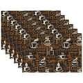 Brown Coffee Placemats Rectangle Linen Table Placemet Set of 6 - color: Brown White, size: Set of 6