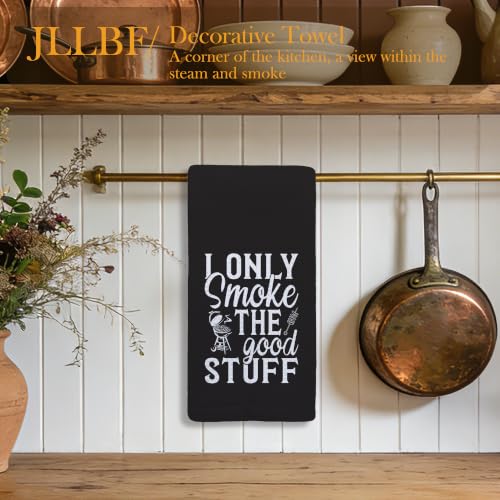 Funny BBQ Grilling Kitchen Hand Towels 16x24 Inch, Father's Day Grilling Gifts, Grill Lovers Gifts, I Only Smoke the Good Stuff Decorative Hand Tea Towels for Kitchen - color: Good Stuff